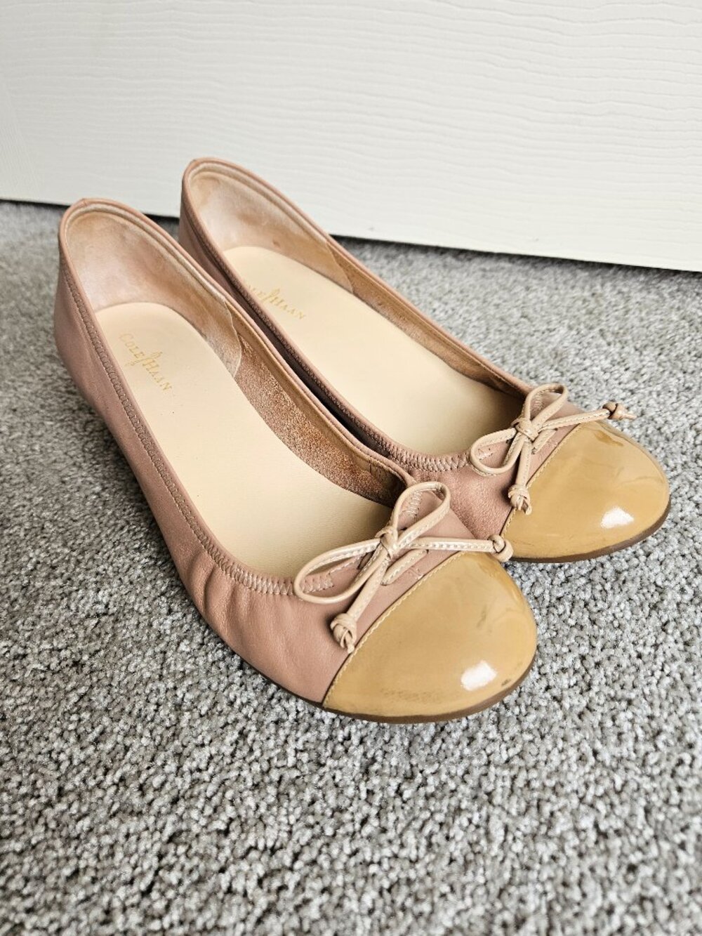 Cole Haan Air Tali Wedge Pumps Tan Nude Leather Low Heel 8B
